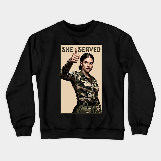 She Served Woman Veteran Crewneck Sweatshirt by triggerleo